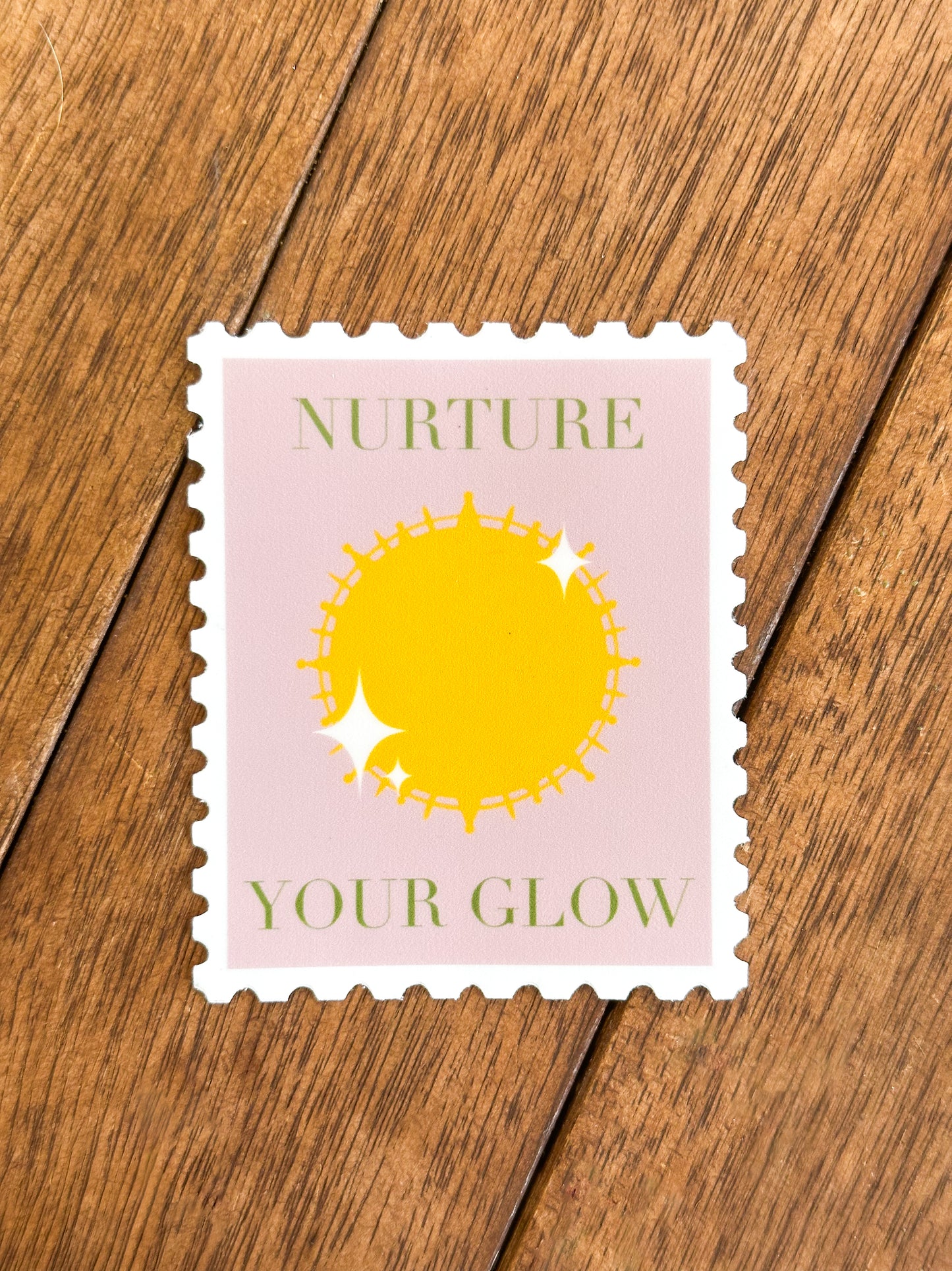 Nurture Your Glow Postage Stamp Sticker