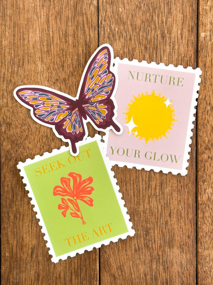 Nurture Your Glow Postage Stamp Sticker